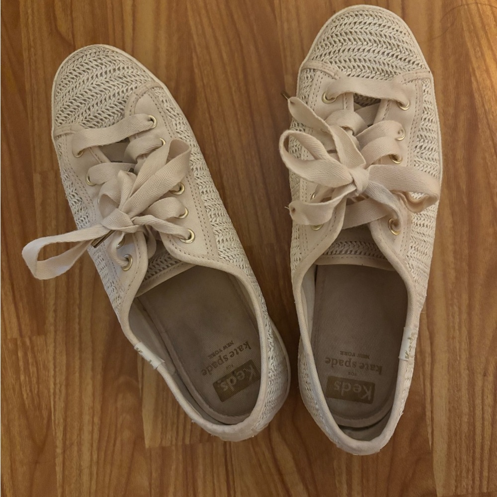 Kate Spade platform Cream Lace-Up Sneakers